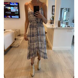 Rails Blue and white shibori silk dress.